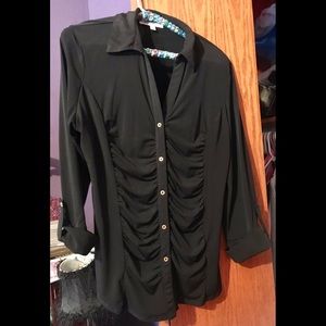 Cute Black Button Up Blouse, Size L
